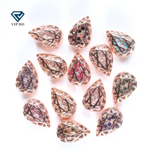 Groothandel Platte Bodem Peer-Vorm Holle Plaat Rose Goud Met Zirkonium Diamant Diy Kleding Sieraden Sieraden Accessoires Boor