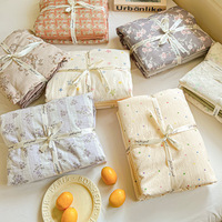 Set Sprei 4in1 Motif Bunga Tanaman 2m, Bahan Kain Kasa Dua Lapis Anti Kusut, Nyaman, Mewah, dan Ringan, Model Cloud-Feel Aerobic 2025