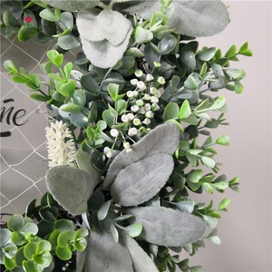 QSLH-WE056 Eucalyptus Greenery <strong>Wreaths</strong> with Poly Deco Mesh Artificial <strong>Spring</strong> <strong>Wreath</strong> for Advent - Product Image 4