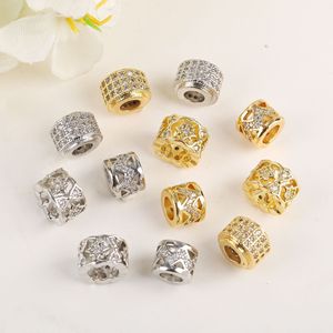 Perles baril plaquées or 18 carats 9x6mm micro-incrustées de zircon, accessoires de bijoux DIY - Product Image 1