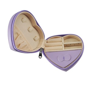 Portable Heart Shape PU Jewelry Case Zipper <strong>Travel</strong> <strong>Organiser</strong> for Ring Earring Necklace Elegant Container for <strong>Jewellery</strong> Storage - Product Image 6