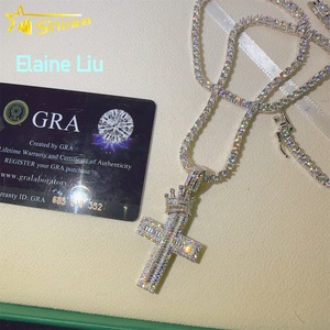 Pendente Hip Hop di Lusso in Moissanite a Croce, Gioielleria di Alta Moda, <span class=keywords><strong>Argento</strong></span> Sterling 925 con Diamante Moissanite Colore D VVS - Product Image 1