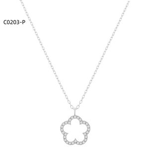 Collier pendentif Amy Amy plaqué argent, zircone cubique, forme de fleur, style classique, bijoux pour femmes, cadeau, à porter au quotidien - Product Image 3