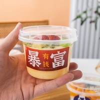 Boîte à gâteau ronde de 220 ml, résistante aux hautes températures, en plastique PP, pot à yaourt, pot à glace, pot à dessert avec couvercle et cuillère
