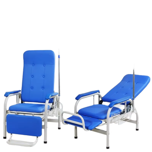 Hastane hastaları için fabrika toptan paslanmaz çelik infüzyon sandalye IV kutup ile katlanabilir tıbbi Recliner - Product Image 1