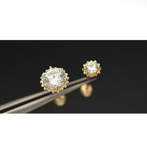 Pendiente de cartílago de oro macizo de 10K 14K con forma de CZ de 20g, <span class=keywords><strong>piercing</strong></span> <span class=keywords><strong>helix</strong></span>, rook, conch, tragus, con tuerca de rosca, joyería fina para bodas - Product Image 5