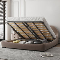 Lit double de style crème minimaliste pour chambre à coucher, lit pour enfants, mobilier de chambre nordique minimaliste