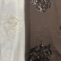 Kain Tulle Bordir Tulip Ringan Anti Kusut Bahan Chiffon Dengan Bordir Payet Bunga untuk Gaun, Baju, Kemeja, Rok
