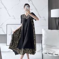 Robe d'été décontractée 2023 plissée Miyake grande taille coupe ample style robe de bal avec franges numériques et boutons, idéale pour les fêtes de Pâques