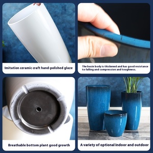 Grand pot de fleurs moderne en <span class=keywords><strong>résine</strong></span> émaillée, grande capacité, pour plantes d'intérieur et d'extérieur, idéal pour Monstera, maison et cour. - Product Image 4