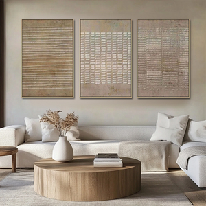Set di 3 Dipinti Astratti su Tela, Arte Minimalista 3D con Texture Wabi Sabi, Decorazione per <span class=keywords><strong>Soggiorno</strong></span> - Product Image 1