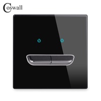 Kendiliğinden İyileşen Sıfırlama Anahtarı IP20 Alev Geciktirici 86 Siyah Cam Panel LED Işıklı 10A 250V Tam Seri İhracat Duvar Priz Setleri