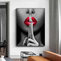 Peinture sur toile de fille sexy aux lèvres rouges fumant, affiches murales, impressions, décoration moderne pour la maison, vente en gros d'art sur toile