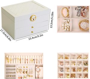 Wholesale Foldable Multi-Layer Leather Jewelry Accessories Organizer Velvet <b>Storage</b> Case Locks 35L Capacity For Travel Gifts - Product Image 2
