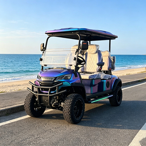 Voiturette de <span class=keywords><strong>golf</strong></span> électrique de luxe 4 places, toit Starlight, bande lumineuse LED multicolore, batterie au lithium, moteur AC 5KW, tout-terrain, rehaussée - Product Image 4