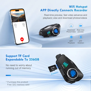 2人のライダー500M BTオートバイヘルメットインターホンヘッドセットBTワイヤレス通信インターホンバイクカメラDashcam - Product Image 6