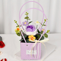 Nouveau tricoté tournesol Rose oeillet fini tricoté sac à main Bouquet saint valentin anniversaire Graduation cadeau