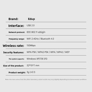 Adaptateur combiné WiFi <span class=keywords><strong>Bluetooth</strong></span> 4.0 mini USB EDUP avec antenne à puce, pour <span class=keywords><strong>PC</strong></span> de bureau, ordinateur portable - Product Image 4
