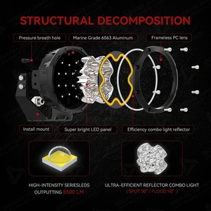 Feux de conduite LED de 5 pouces, couleur ambre, DRL pour Jeep Wrangler, Ford Bronco, Tacoma, Hilux, Ranger, éclairage auxiliaire hors route 4x4 - Product Image 3