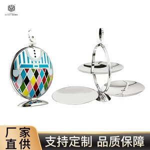 <b>Folding</b> Fruit Platter 304 Stainless Steel <b>Round</b> Retro Design Durable Polished Surface <b>Table</b> Decoration - Product Image 3