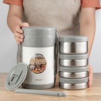 Thermos en acier inoxydable 4 couches 2,3 L isolé Bento Tiffin Boîte à lunch pour aliments chauds