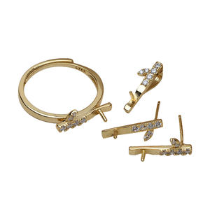 Conjunto de Joyería DIY, Anillo en Forma de V, Accesorios para Oreja, Cuentas Incrustadas, Plata S925, Baño de Oro, Moderno para Mujeres de Hong Kong, Nuevo - Product Image 5