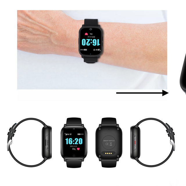 Medical Smart Watch for Elderly 4g Wifi Sos Alarm Sim Card Heart Rate tracker Gps square Design Ip67 Waterproof Activity tracker