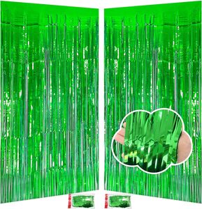 Cortinas de Flecos Metálicos Verdes para Decoración de Fiestas Temáticas de <span class=keywords><strong>Jungla</strong></span>, Telón de Fondo para Cabina de Fotos, Decoraciones de Cumpleaños - Product Image 1