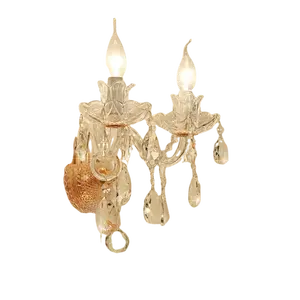 Vintage Interior Brushed Golden Crystal Candle Wall Sconce Candle Wall Lamp