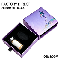 Boîte cadeau de parfum personnalisée violette, boîte à tiroir rigide en papier de luxe avec logo UV sélectif et insert en mousse, solution d'emballage complète