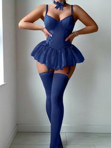 Yüksek kalite Cosplay dantel seksi iç çamaşırı seti dantel etek See Through özel Logo hizmetçi elbise artı boyutu şeffaf ağ iç çamaşırı - Product Image 5