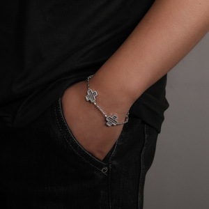 <b>Cross</b> 5 Petal Bracelet High End Diamond Inlay Niche Design Versatile Hip Hop <b>Men's</b> Bracelet - Product Image 3