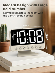 Horloges-réveils numériques <span class=keywords><strong>pour</strong></span> chambres à coucher : Grandes chiffres lumineux, <span class=keywords><strong>5</strong></span> niveaux de luminosité réglables – Facile à lire de l'autre côté de la pièce – <span class=keywords><strong>5</strong></span> sons d'alarme - Product Image 2
