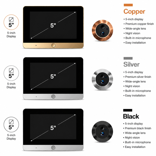 5 Inch Tuya 1080P Video Peephole Camera Door Video Peephole Wifi IR Night Vision Smart Video Door Peephole Door Camera