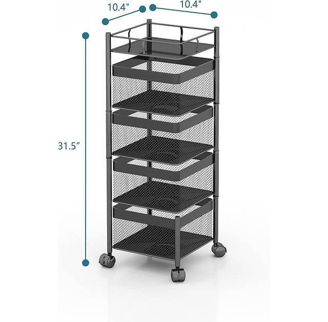 Black Kitchen Rack Multi-functional square Rotating Floor Multi-layer Vegetable Basket Fruit Storage Basket Rack