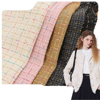 Tissu en tweed à paillettes florales colorées Plaid tissé grossier pour chaussures de mode en stock chapeaux sacs trame fil tricoté teint Textiles de maison