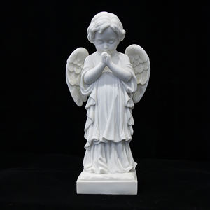 Estátua de Anjo Branco em Mármore Artificial, Estátua de Anjo Orando, Decoração Religiosa, Ornamento para Casa, Estátua Memorial - Product Image 2