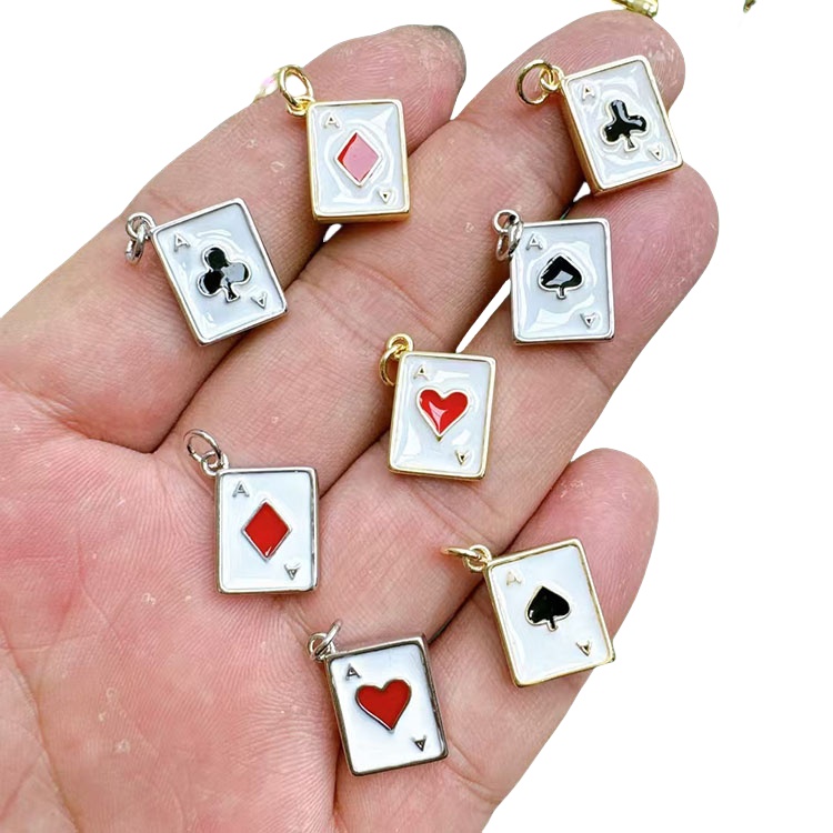JS1894 Dainty Little Dainty 18k Gold Plated Enamel Playing Card