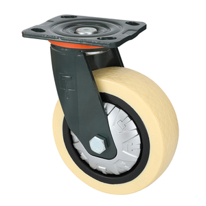Roulettes pivotantes industrielles robustes en nylon anti-crevaison jaunes de <span class=keywords><strong>4</strong></span> pouces, capacité de charge 320 kg - Product Image 3