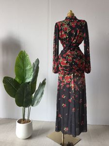 Gaun Wanita leher V dalam gambar bunga gaun Maxi lengan panjang gaun Bodycon Vestidos ukuran Plus pakaian Afrika <span class=keywords><strong>M</strong></span>-2XL - Product Image 4