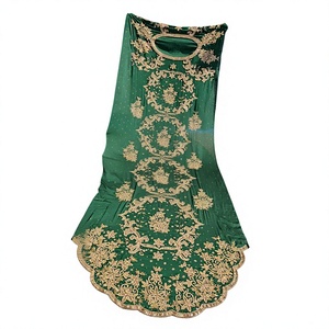 A.K.TRENDY Designer Somali Bridal Set 3 Pcs Garbasar Gogra Dirac Spandex/Polyester Velvet <b>Fabric</b> <b>Medium</b> Weight Satin Jacquard - Product Image 4