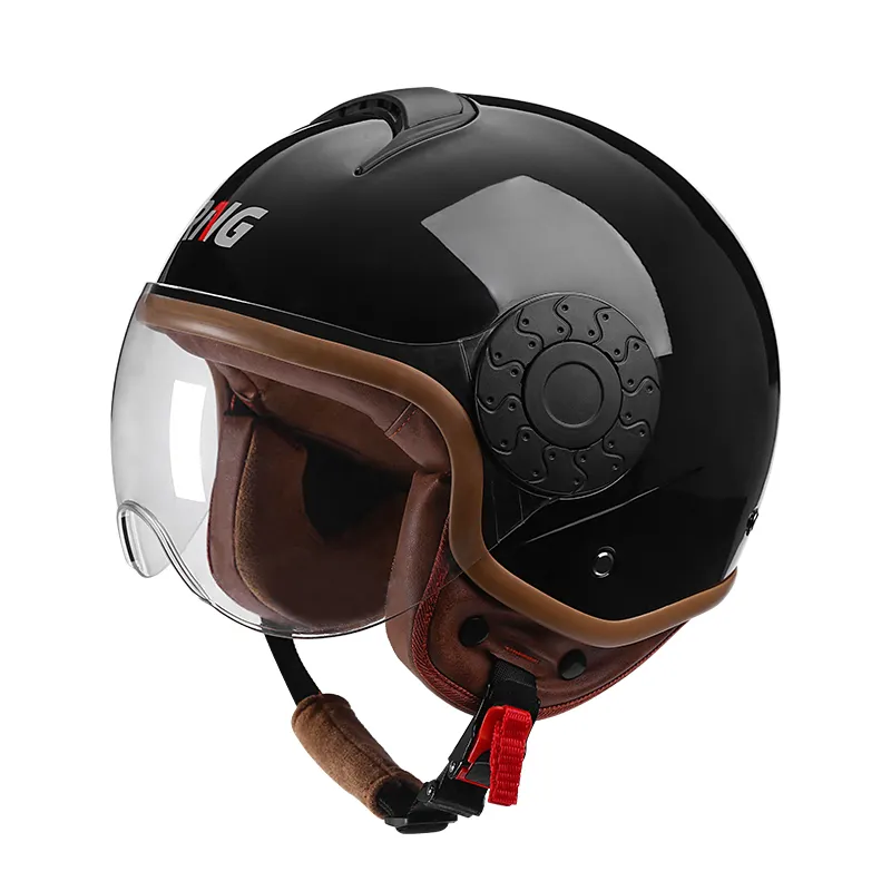 RNG/750 Helm Keselamatan Helm Anti Getaran, Helm Retro Setengah Keselamatan dengan Lensa Tahan Aus Definisi Tinggi