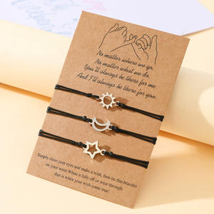 Regalo de Amistad Luna Sol Estrella Encanto Pulsera Regalo para el mejor amigo Hermana Pinky Swear <span class=keywords><strong>Promise</strong></span> Pareja Pulseras - Product Image 1