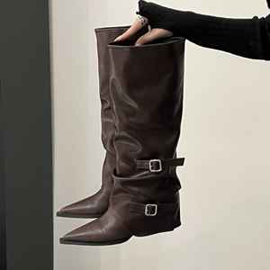 Botas Largas de Tacón Alto a la Moda para Mujer, Estilo Europeo, Botas de Tacón Alto con Punta en Pico, Color Negro, con Piernas Largas, Tendencia - Product Image 2