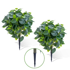 Faux Arbustes Buissons Topiaire Boule De Buis Artificielle Arbres À Fleurs De Cèdre Avec Piquet De Sol Pour La Maison De Jardin - Product Image 5