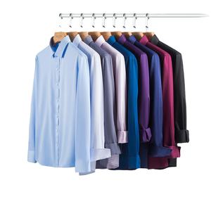 RNSHANGER Chemises habillées unies pour hommes Chemises décontractées à manches longues sans repassage Chemises formelles sociales blanches noires grises rouges pour hommes - Product Image 1