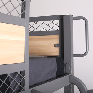 Yu Min <b>Bunk</b> <b>Bed</b> HB-06 With Iron Mesh Fence Dark Gray For Dormitory Bedroom - Product Image 4
