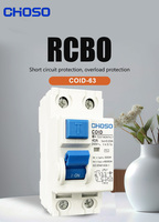 32A CHOSO RCBO RCCB COID-63/32A 2P Haushalts-Fehlerstromschutzschalter Verteilerdose PA66 Material 240V 4,5kA Abschaltleistung LSIG