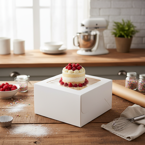 Wholesale 18x18x10CM <b>Small</b> Square Cake Box with Window Food Grade Rigid <b>Boxes</b> for Gifting Matt Lamination Printing Handling - Product Image 3