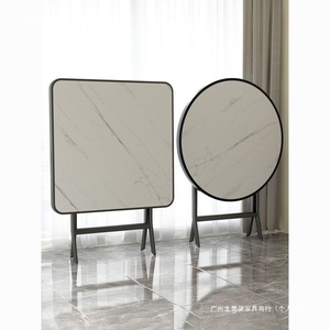 Folding Marble Top Dining <b>Table</b> Square And <b>Round</b> Metal Legs Portable Outdoor Small Size Foldable Modern Design - Product Image 1